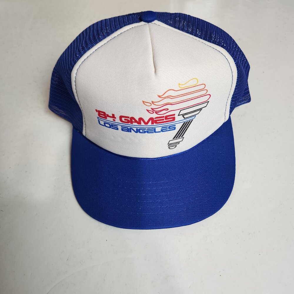 Vintage 1984 Los Angeles Olympics Torch Hat Trucker Snapback Mesh Cap USA HTF
